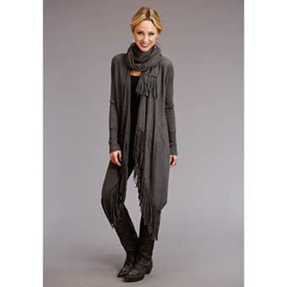 Stetson Ladies Jersey Knit Open Cardigan - Heathered Grey sz xs